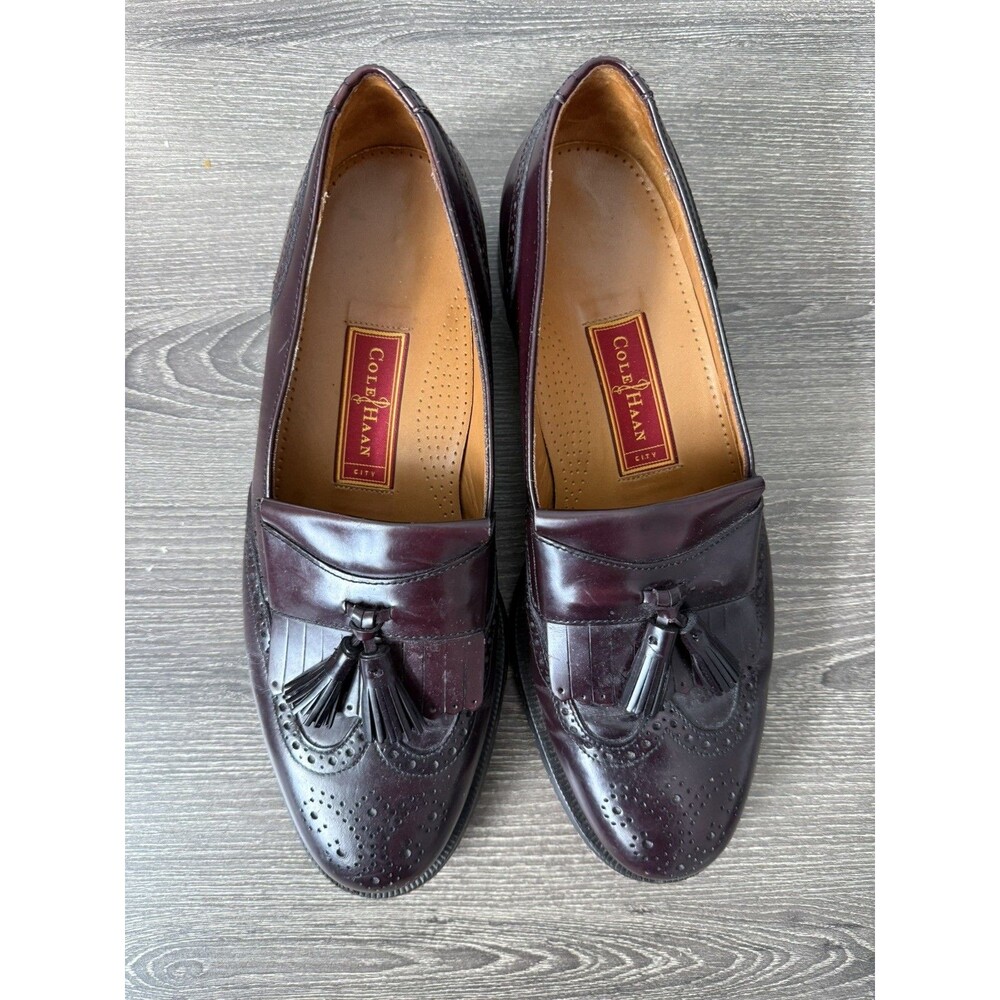 Cole Haan City Vintage Oxblood Oxford Wingtip Tassel Fringe Loafers Size 10.5D